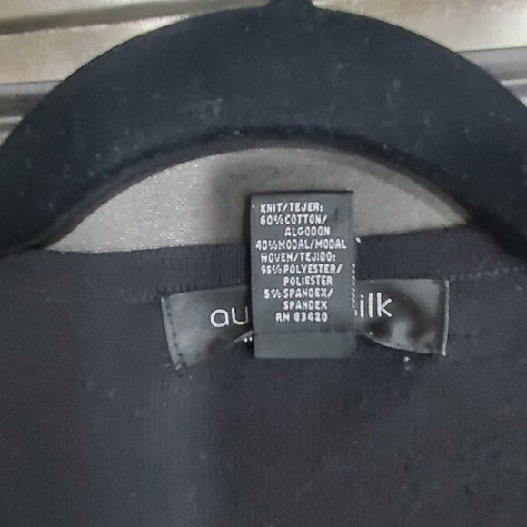 August Silk Black Sweater w/  sheer dotted sleeves and upper bodice. Size S A104 - Picture 4 of 5